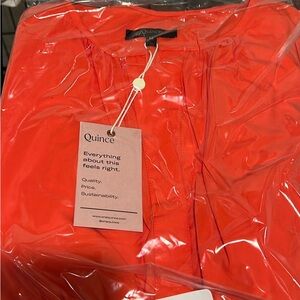 Quince Red Organic Cotton Tiered Maxi Dress sz M Women's Pockets Poplin Fabric